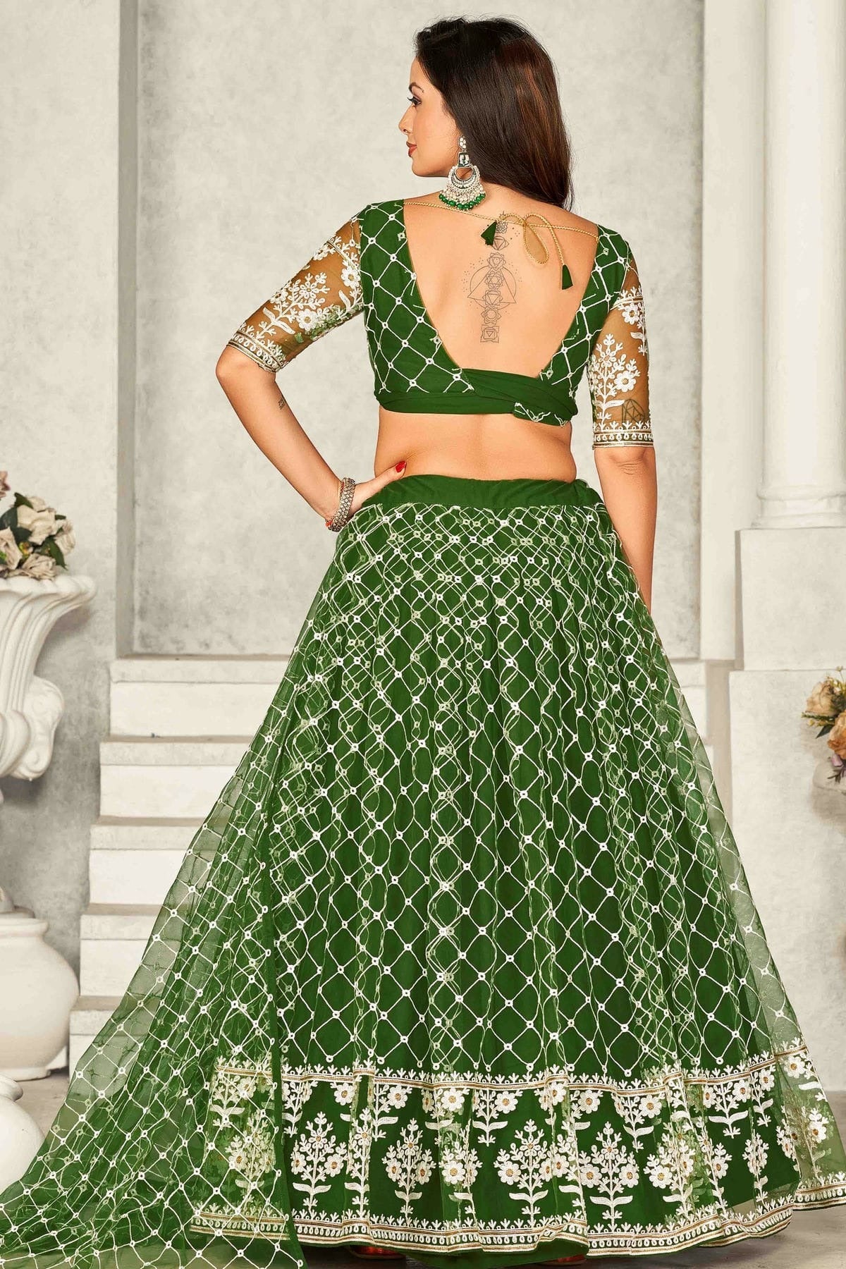 Mehendi Green Colour Net Semi Stitched Lehenga Choli LC1170070 A