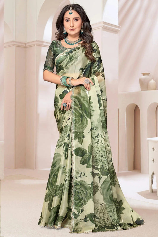 Mehendi Green Colour Organza Silk Designer Saree SD1121860