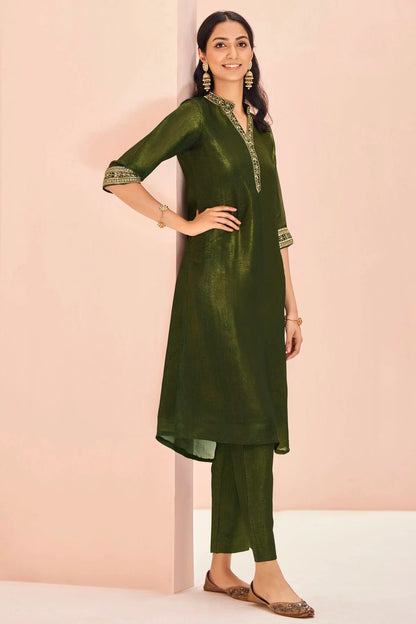 Mehendi Green Colour Organza Top and Bottom TP1080927 A