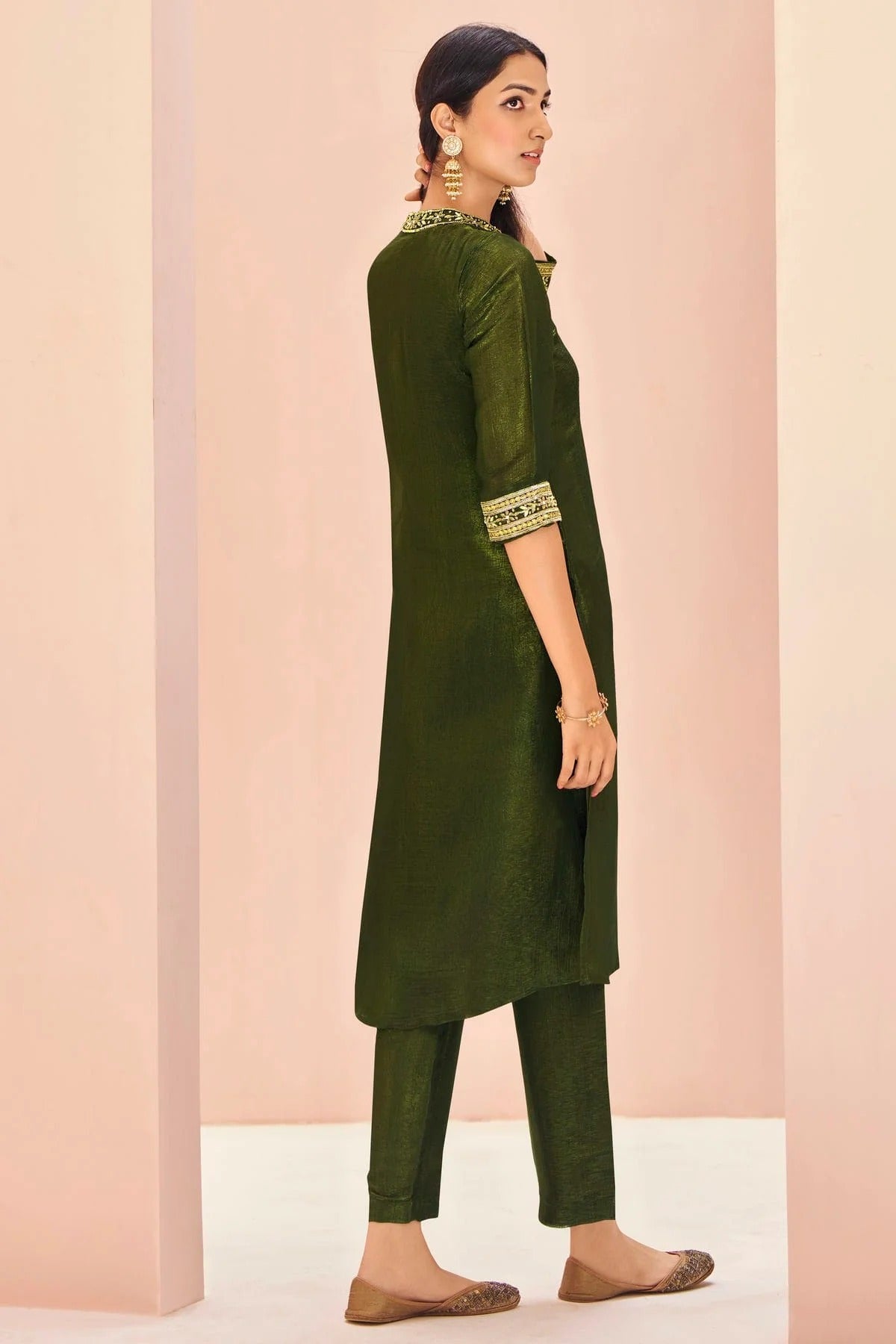 Mehendi Green Colour Organza Top and Bottom TP1080927 B