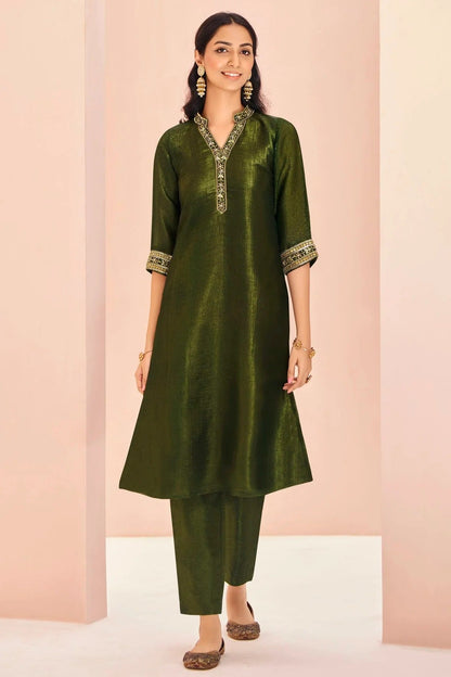 Mehendi Green Colour Organza Top and Bottom TP1080927