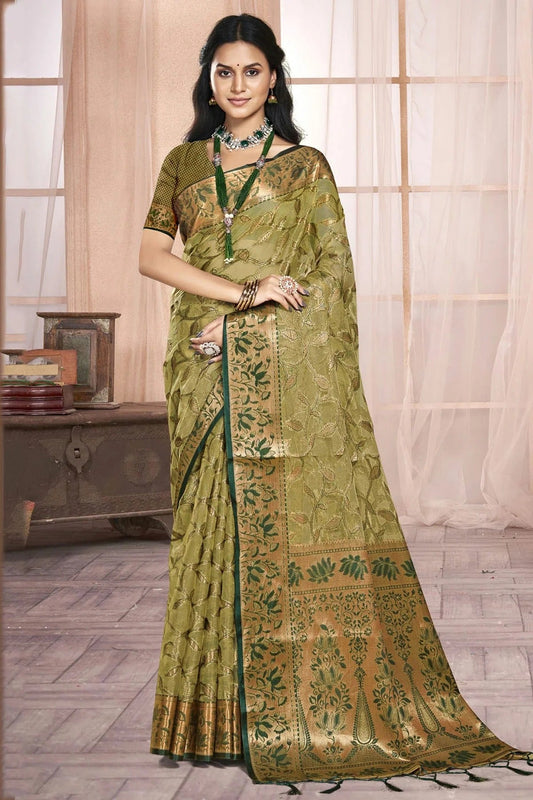 Mehendi Green Colour Organza Traditional Saree SD1102593