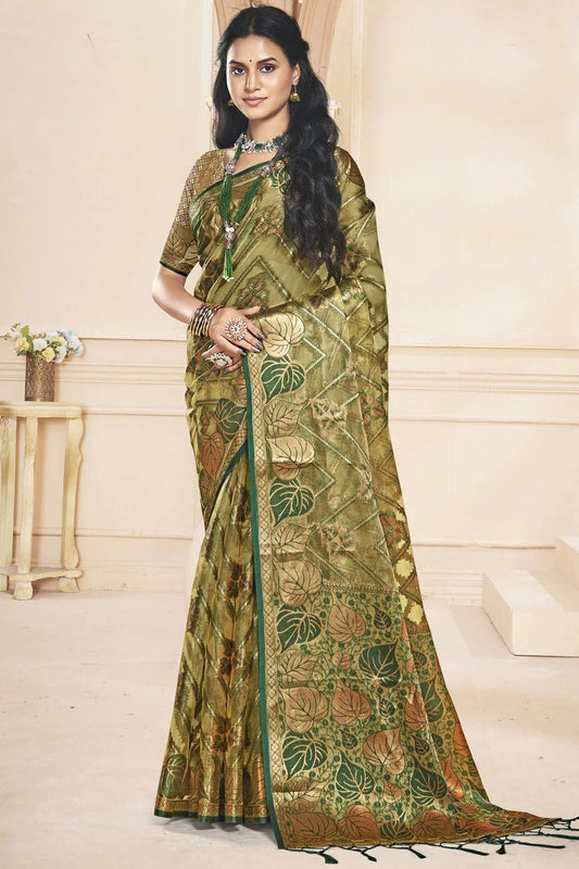 Mehendi Green Colour Organza Traditional Saree SD1102611