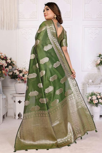 Mehendi Green Colour Organza Traditional Saree SD1112718 A