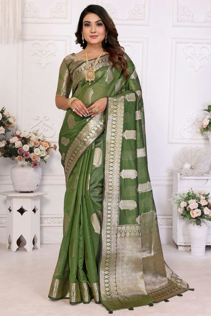 Mehendi Green Colour Organza Traditional Saree SD1112718