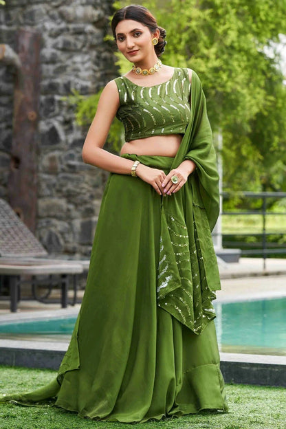Mehendi Green Colour Rangoli Silk Semi Stitched Lehenga Choli LC1170059 A