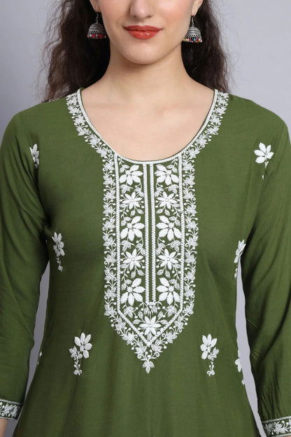 Mehendi Green Colour Rayon Kurti KR1111075 A