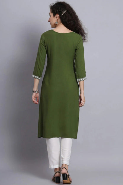 Mehendi Green Colour Rayon Kurti KR1111217 A