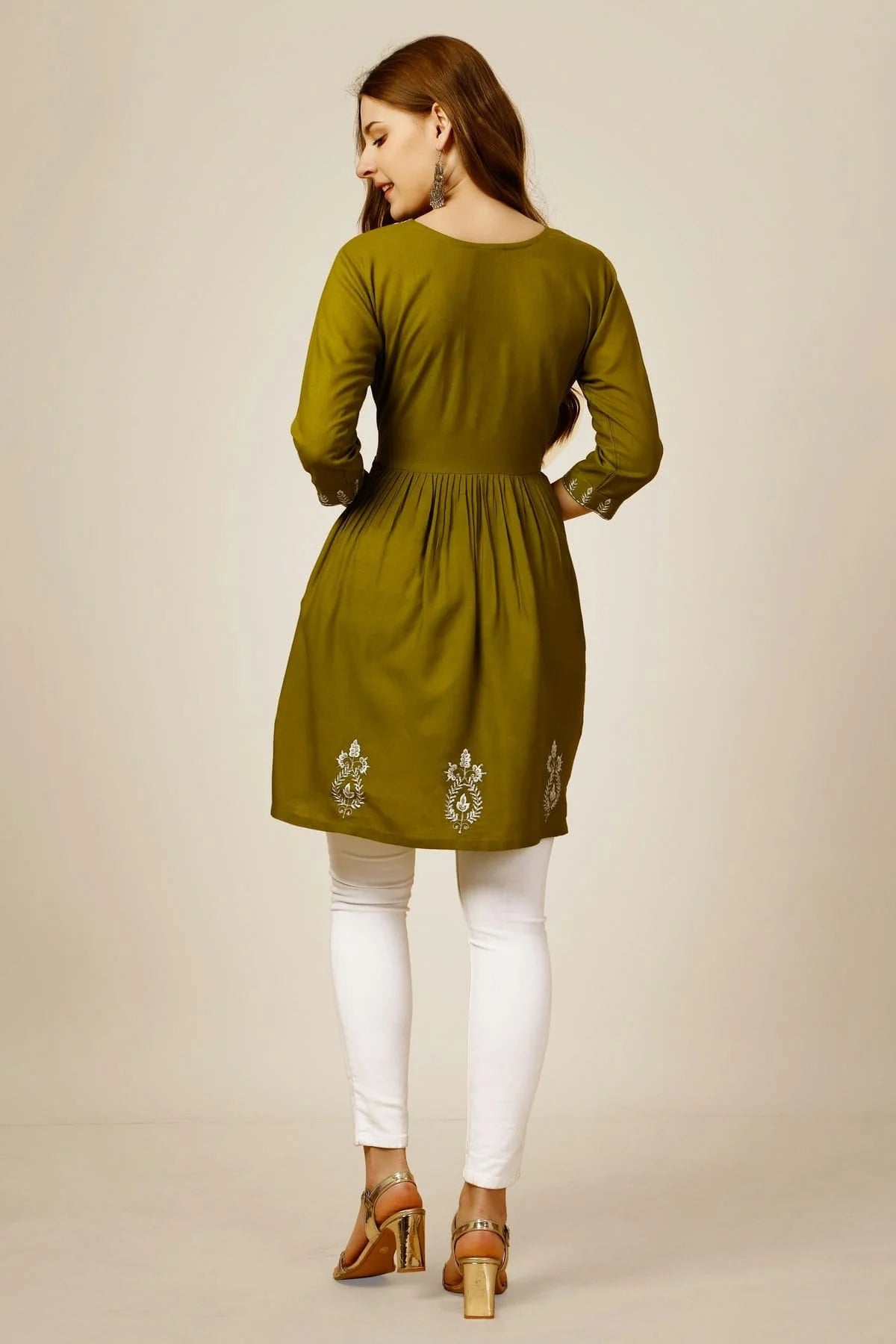 Mehendi Green Colour Rayon Thread Work
