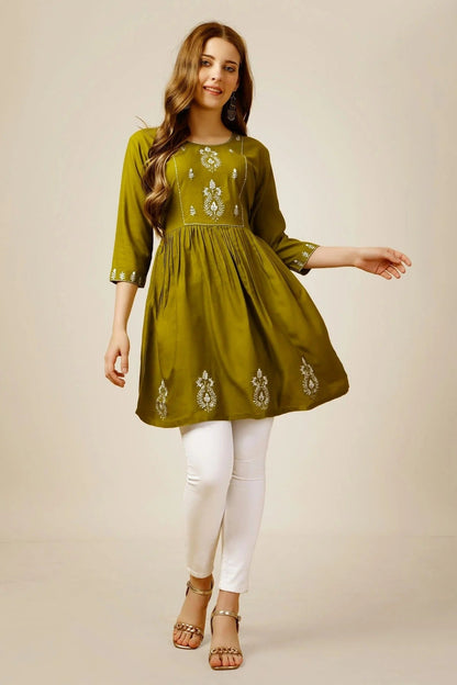 Mehendi Green Colour Rayon Thread Work