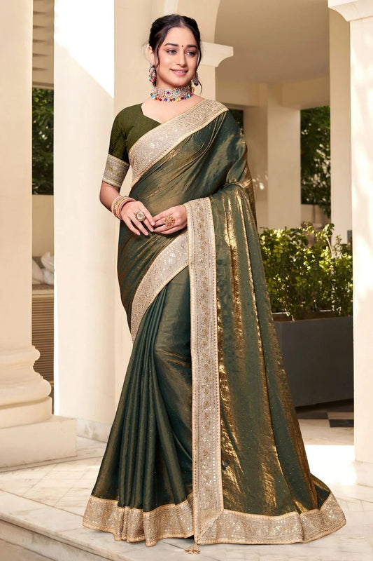 Mehendi Green Colour Silk Designer Saree LC1121692