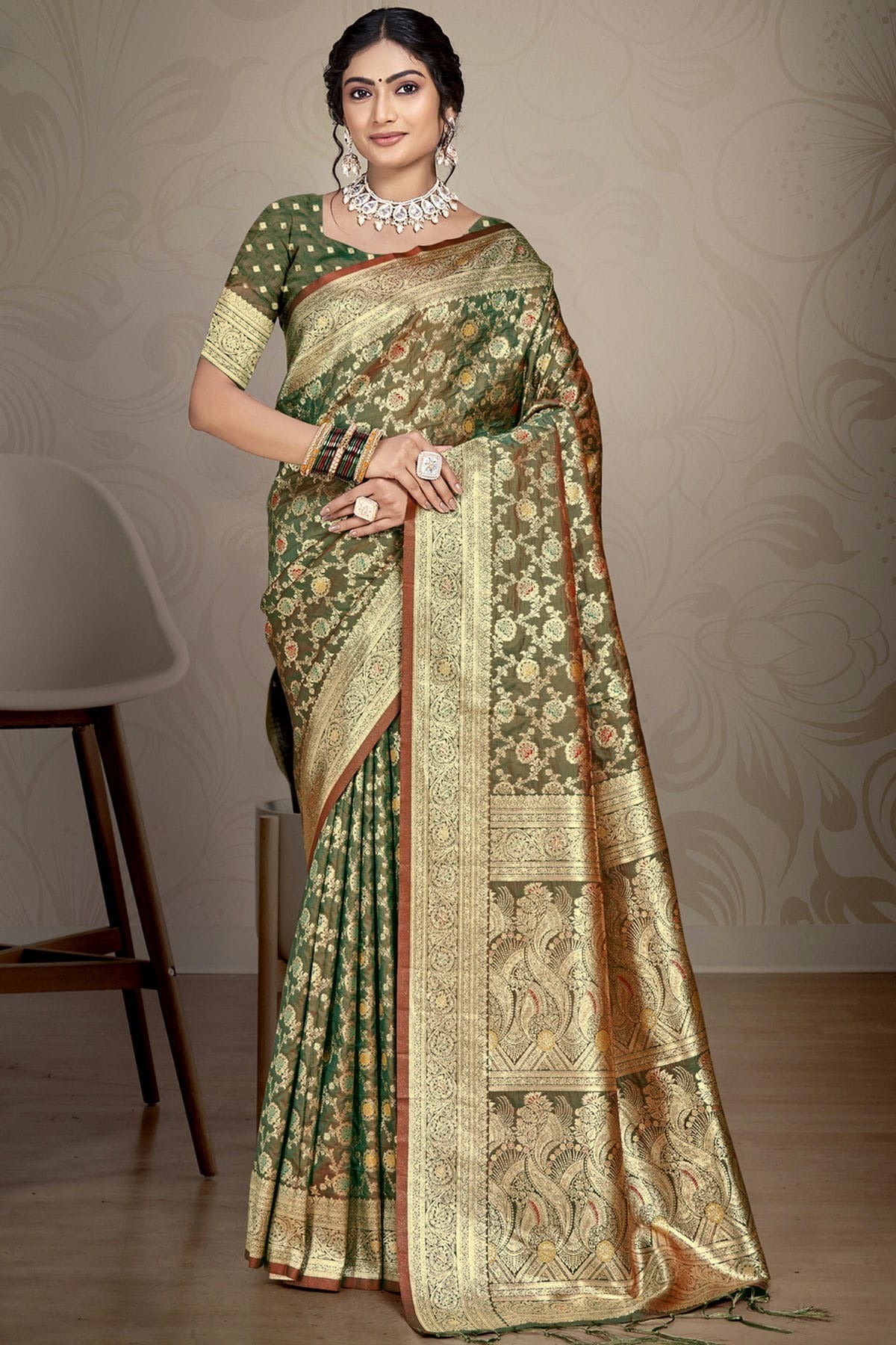 Mehendi Green Colour Silk Traditional Saree SD1102754