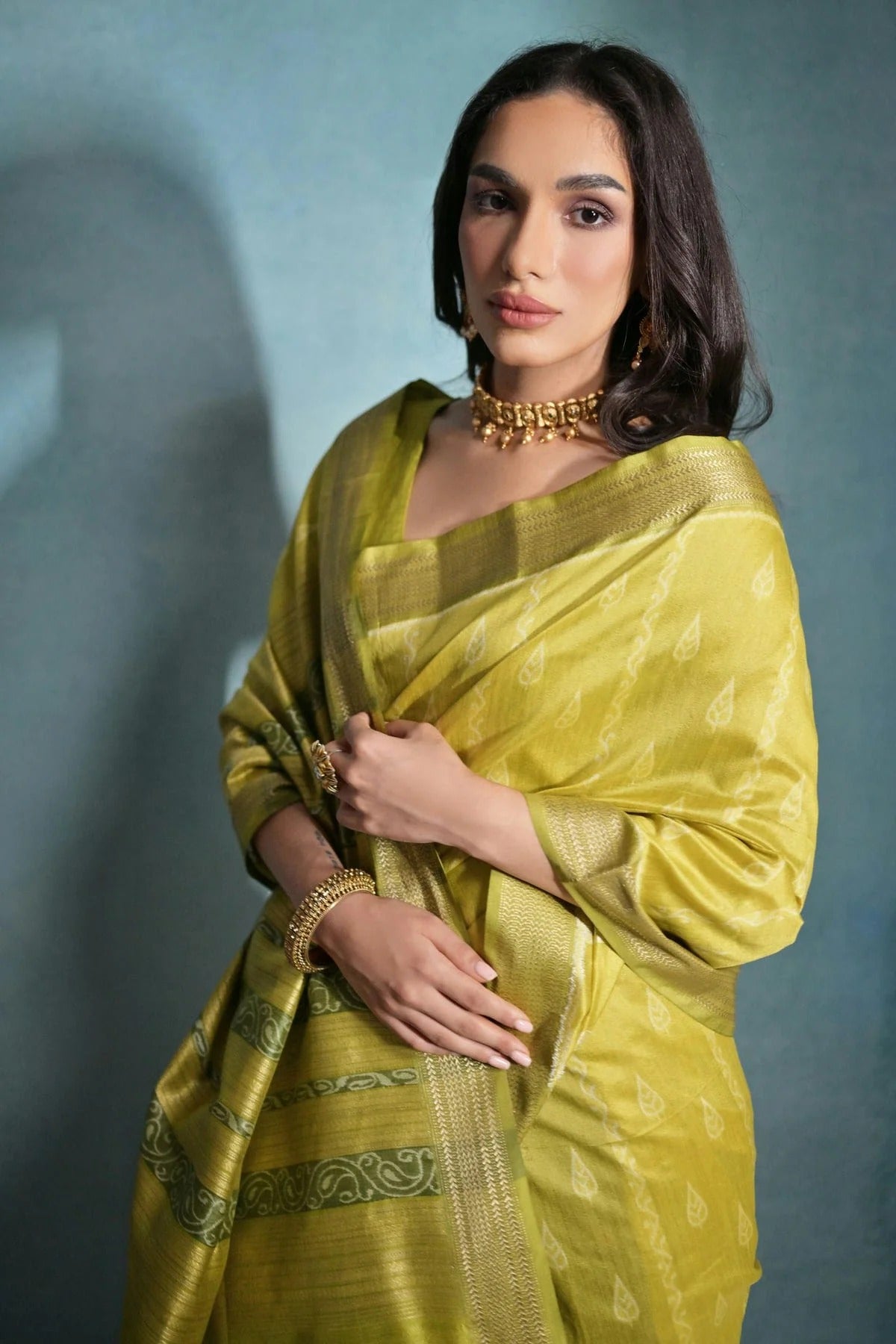 Mehendi Green Colour Tussar Silk Saree SD1110176 A
