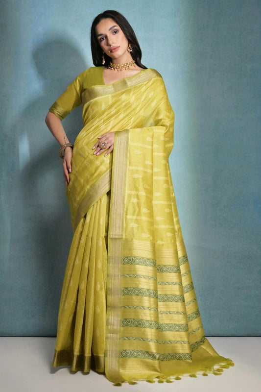 Mehendi Green Colour Tussar Silk Saree SD1110176