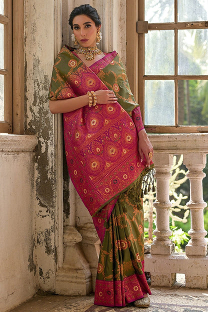 Mehendi Green Colour Woven Work Banarasi Silk Saree SD1260002 A