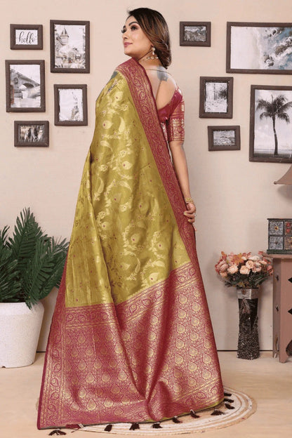 Mehendi Green Colour Woven Work Pure Banarasi Tissue Silk Traditional Saree SD1250258 B