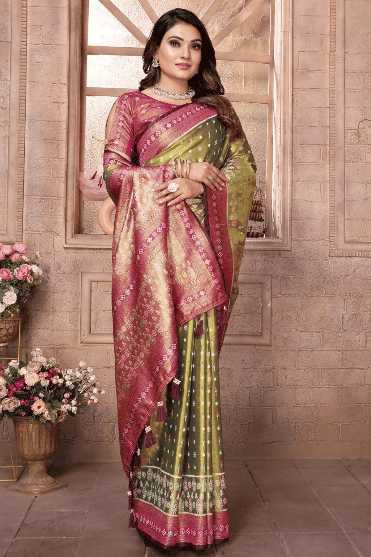 Mehendi Green Colour Woven Work Pure Banarasi Tissue Silk Traditional Saree SD1250300 A
