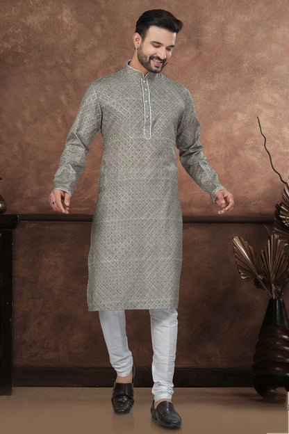 Mehendi Green Jacquard Kurta Pajama KP1040690