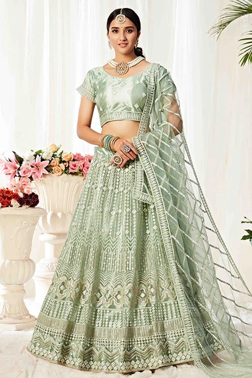 Mint Green Colour Net Designer Lehenga Choli LC1240013