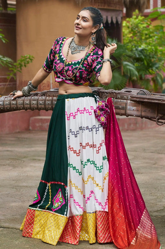 Multi Color Colour Viscose Rayon Navratri Lehenga LC1150253