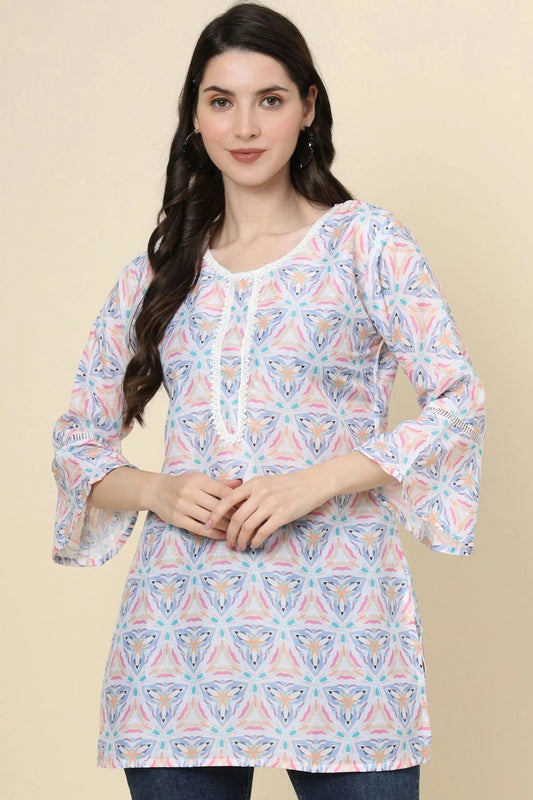 Multi Colour Cotton Printed Work Readymade Top TP1110792