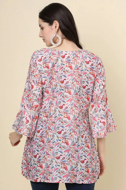 Multi Colour Cotton Printed Work Readymade Top TP1110793 A