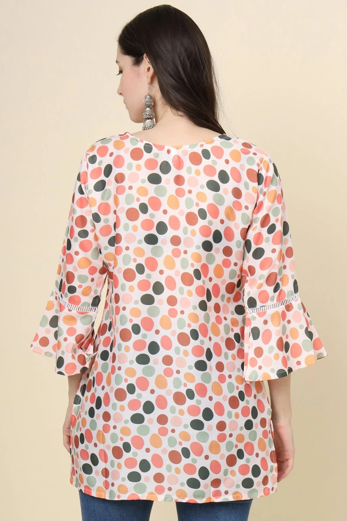 Multi Colour Cotton Printed Work Readymade Top TP1110794 A