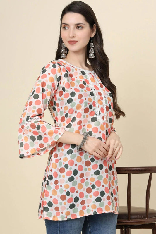 Multi Colour Cotton Printed Work Readymade Top TP1110794