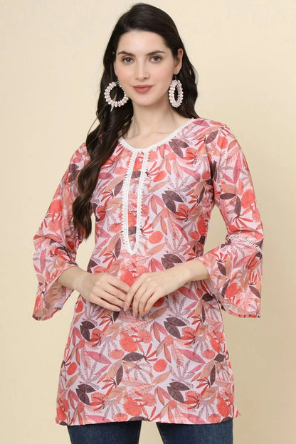 Multi Colour Cotton Printed Work Readymade Top TP1110796