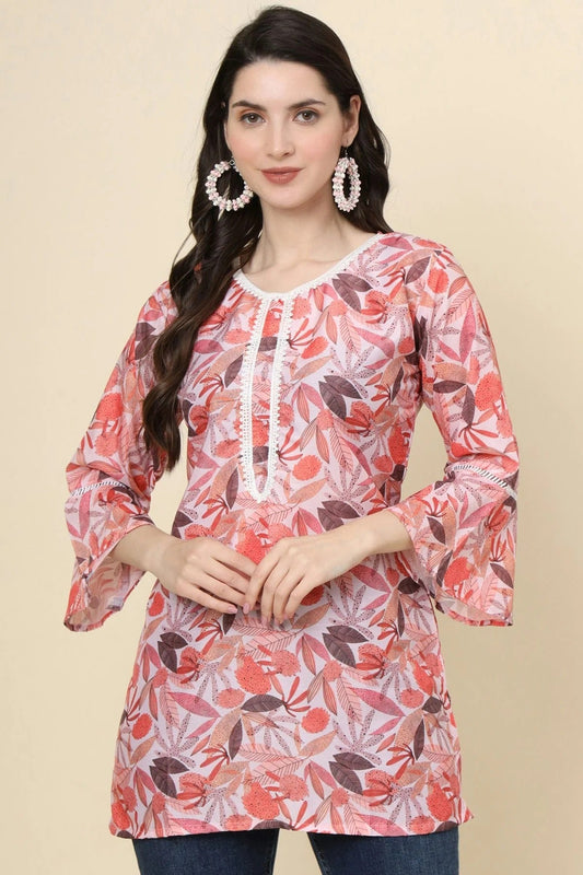Multi Colour Cotton Printed Work Readymade Top TP1110796