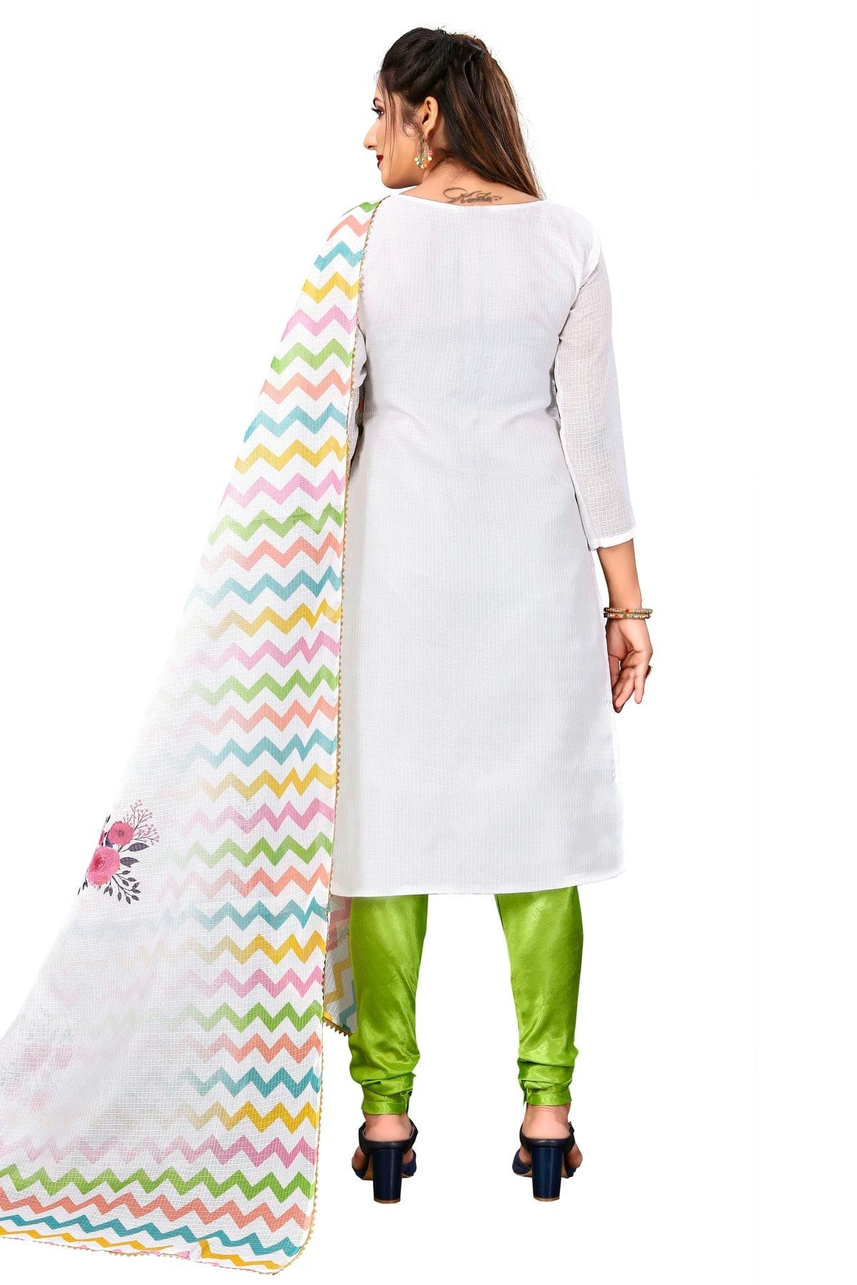 Multi Colour Unstitched Cotton Churidar Suit US1160962 A