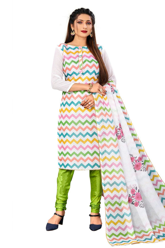 Multi Colour Unstitched Cotton Churidar Suit US1160962