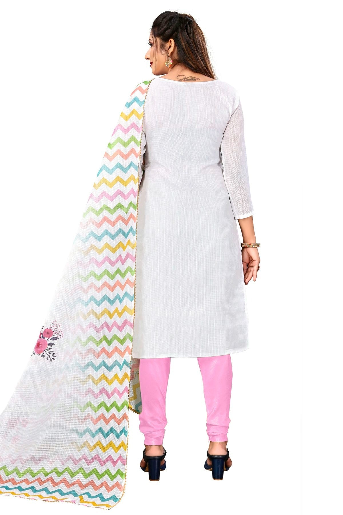 Multi Colour Unstitched Cotton Churidar Suit US1160964 A