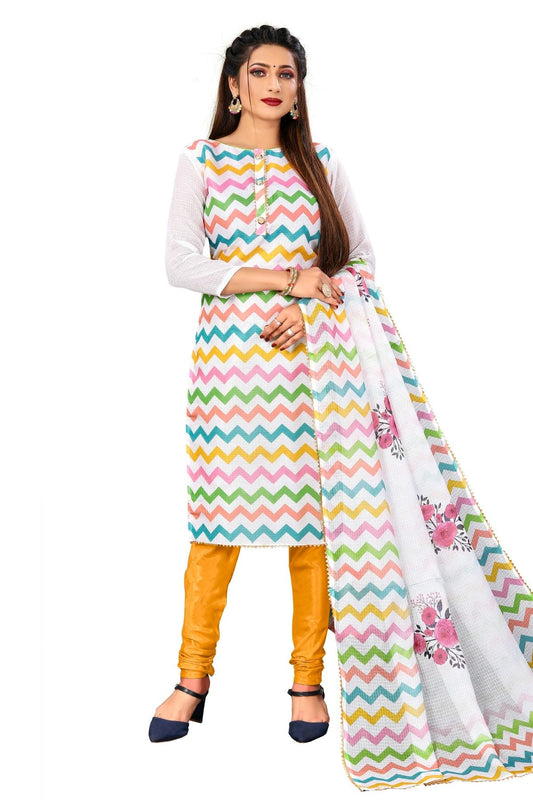 Multi Colour Unstitched Cotton Churidar Suit US1160966
