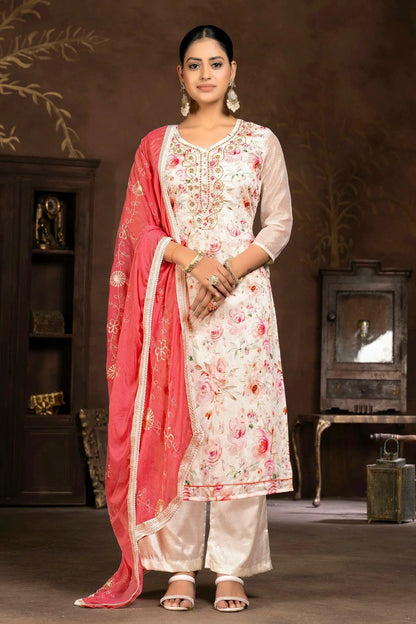 Multi Colour Unstitched Modal Cotton Pant Style Suit US1161236