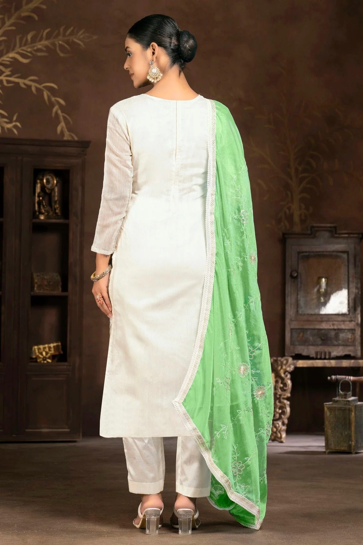 Multi Colour Unstitched Modal Cotton Pant Style Suit US1161238 A