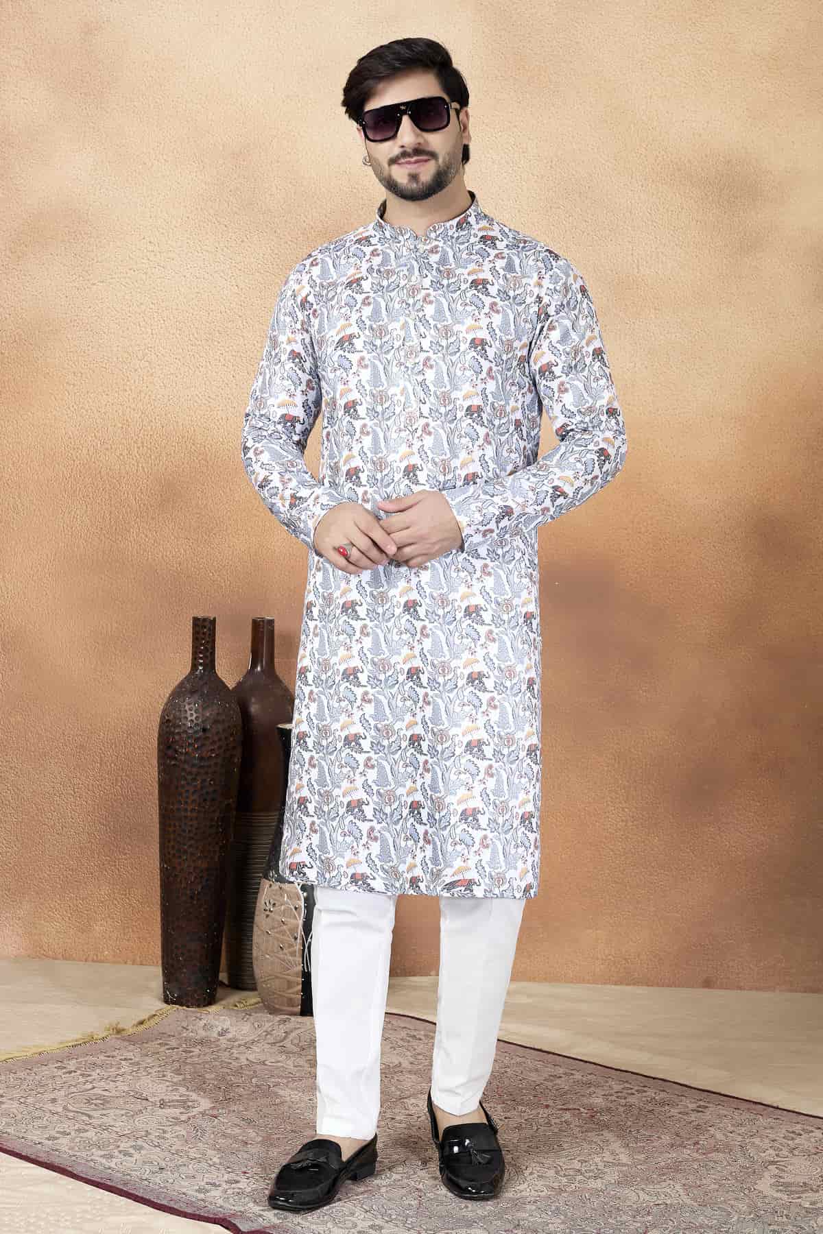 Multicolour Art Silk Digital Print Work Kurta Pajama