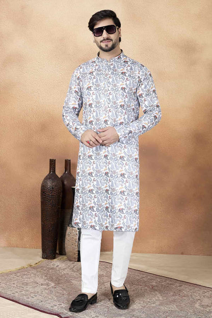 Multicolour Art Silk Digital Print Work Kurta Pajama