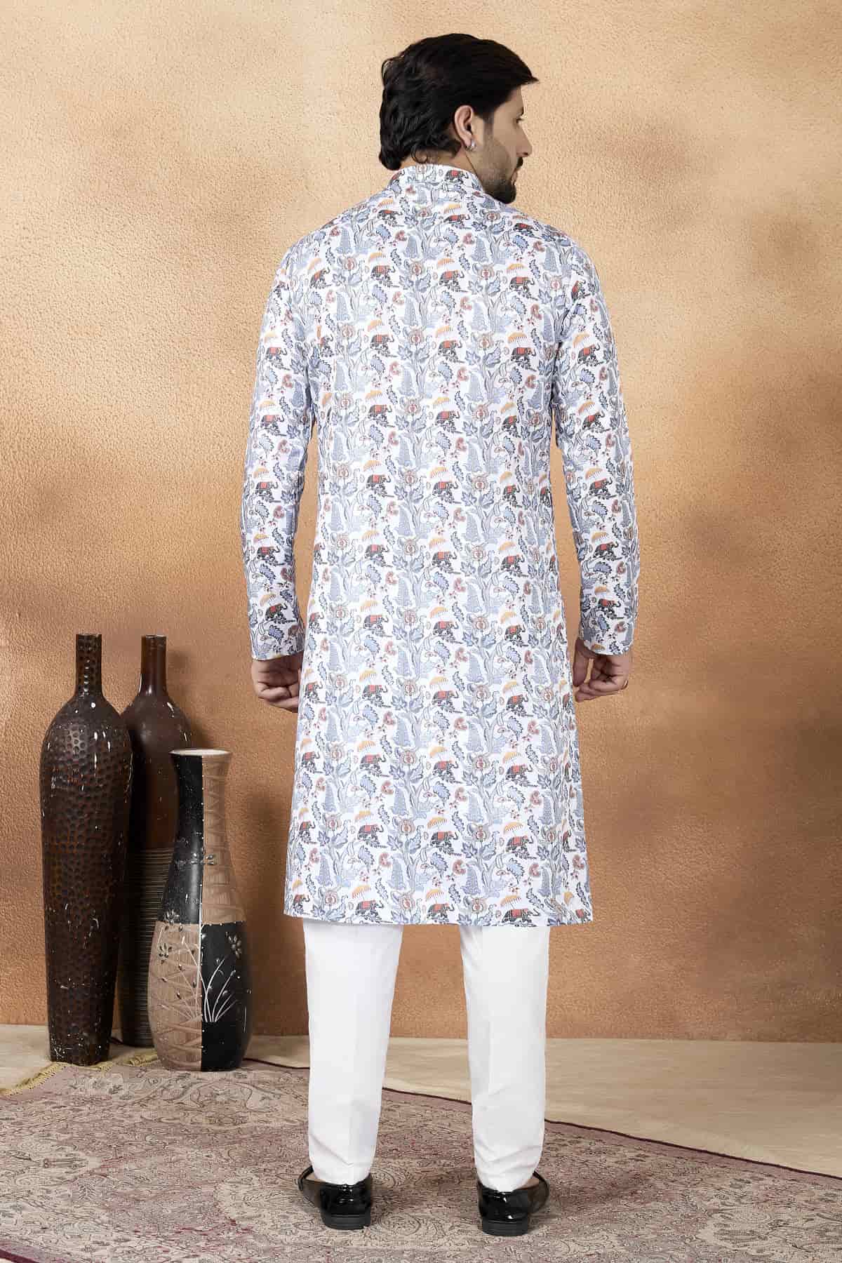 Multicolour Art Silk Digital Print Work Kurta Pajama