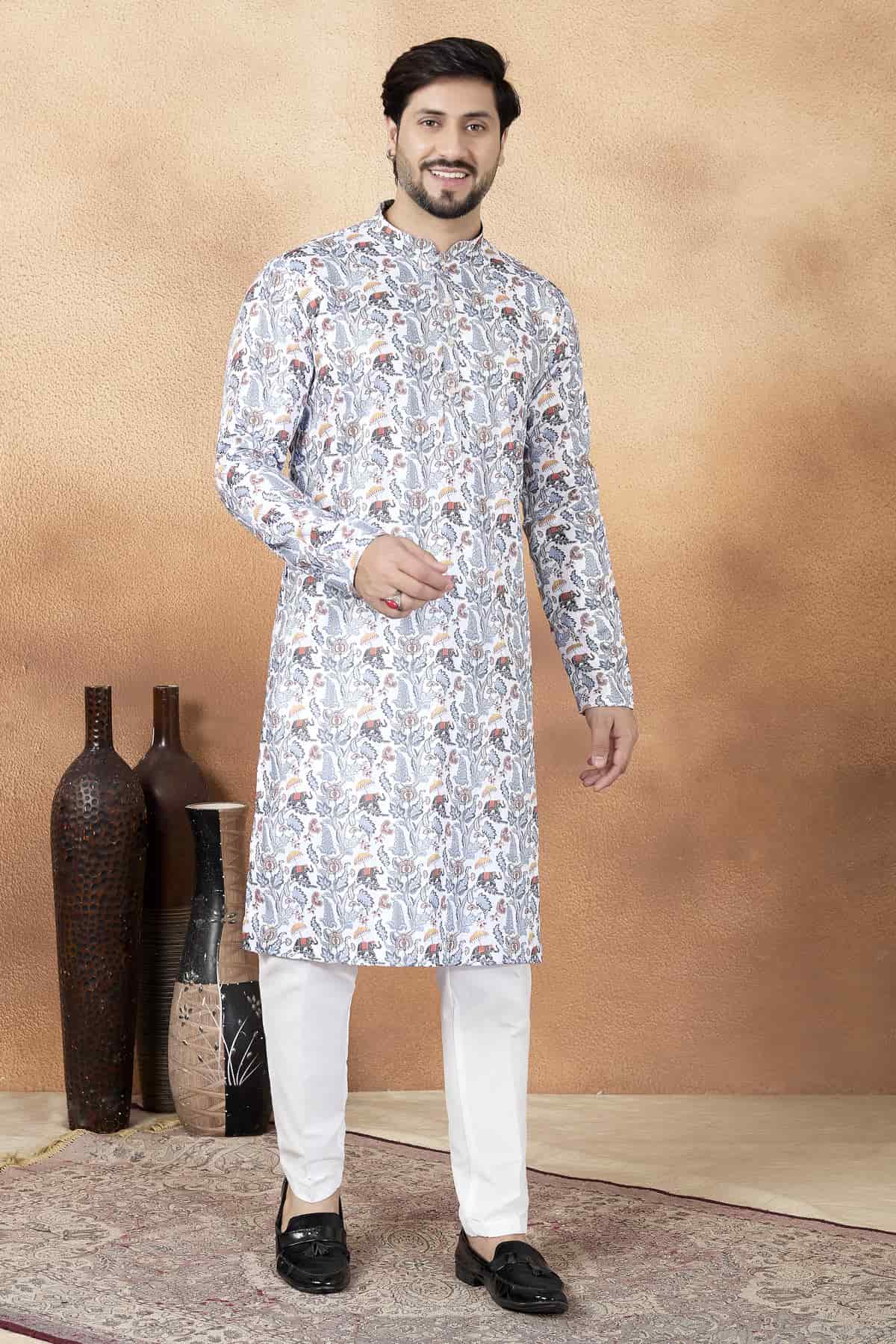 Multicolour Art Silk Digital Print Work Kurta Pajama