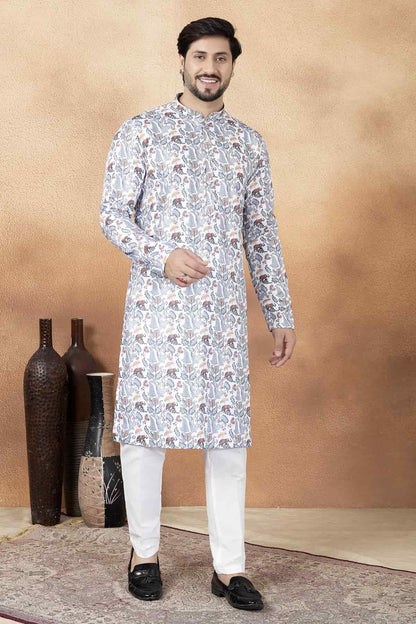 Multicolour Art Silk Digital Print Work Kurta Pajama