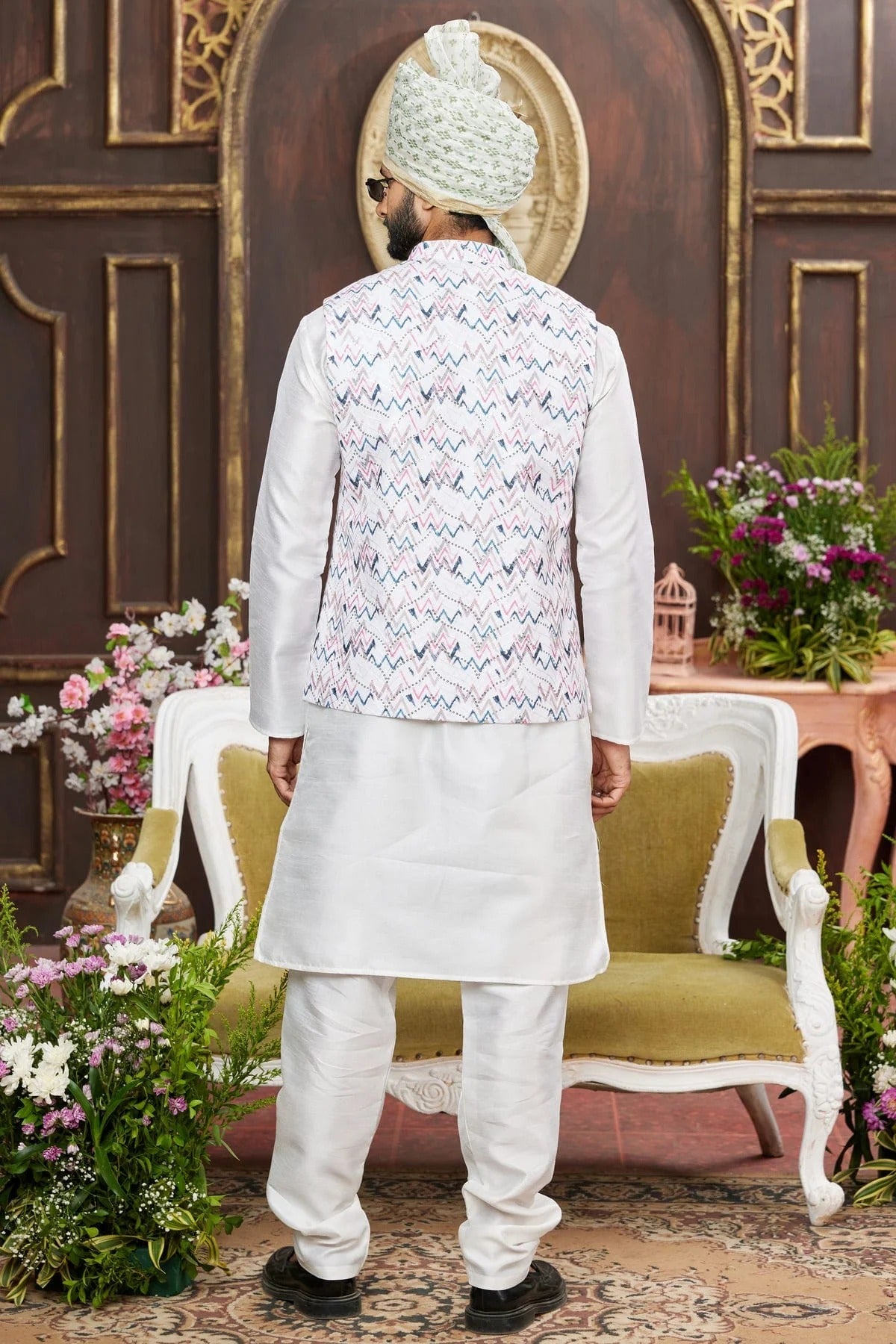 Multicolour Art Silk Kurta Pajama With Jacket KP1230253 A