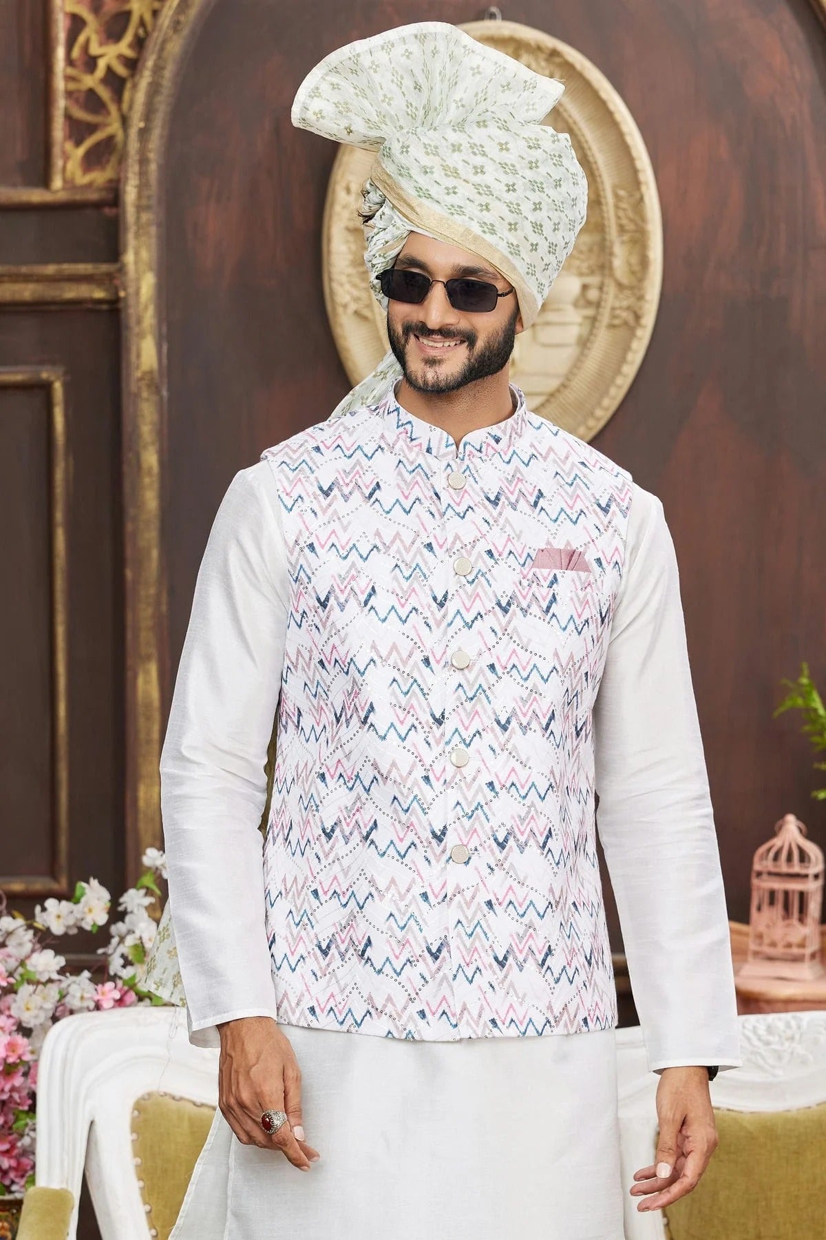 Multicolour Art Silk Kurta Pajama With Jacket KP1230253 B
