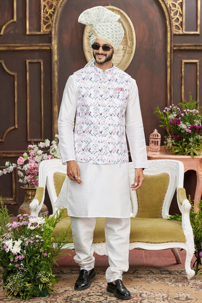 Multicolour Art Silk Kurta Pajama With Jacket KP1230253