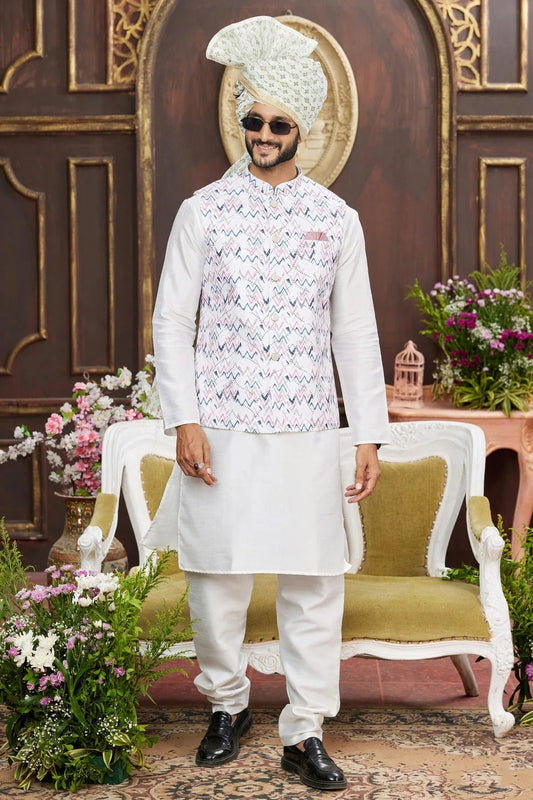 Multicolour Art Silk Kurta Pajama With Jacket KP1230253