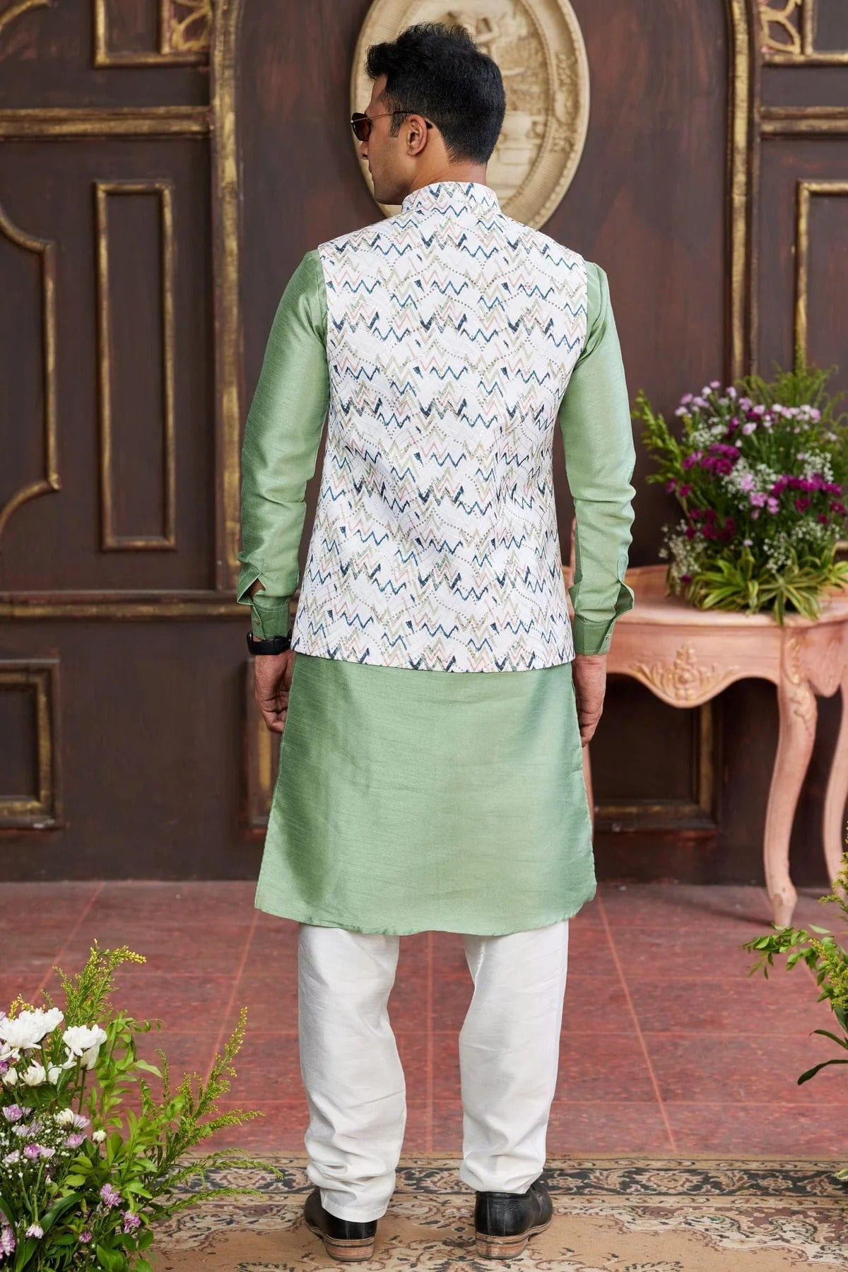 Multicolour Art Silk Kurta Pajama With Jacket KP1230254 A