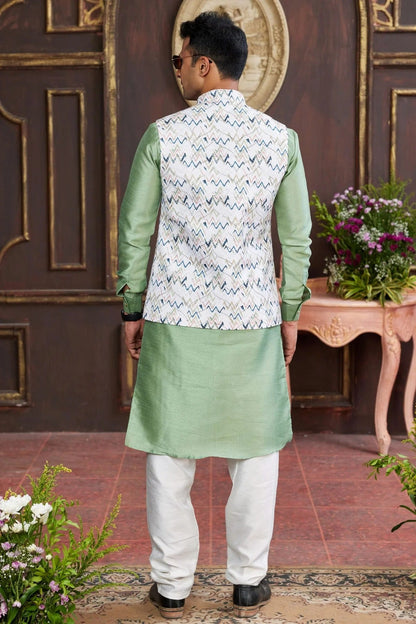 Multicolour Art Silk Kurta Pajama With Jacket KP1230254 A