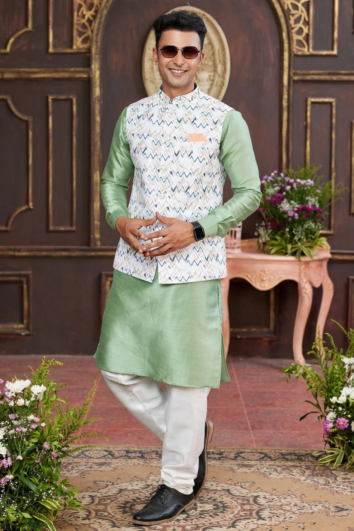 Multicolour Art Silk Kurta Pajama With Jacket KP1230254