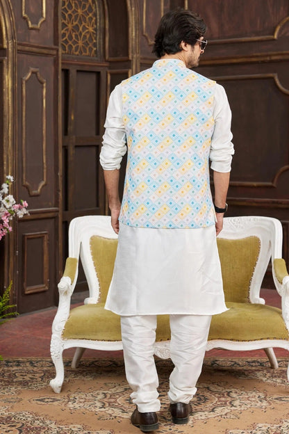Multicolour Art Silk Kurta Pajama With Jacket KP1230257 A
