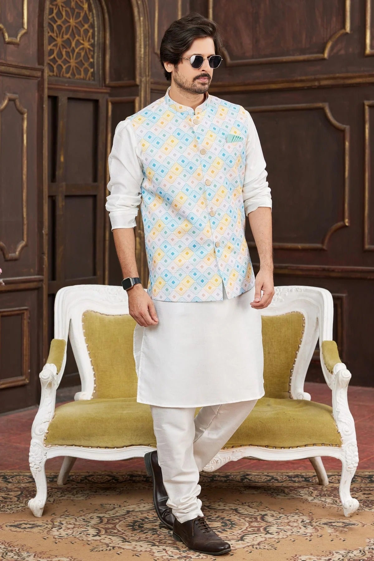 Multicolour Art Silk Kurta Pajama With Jacket KP1230257